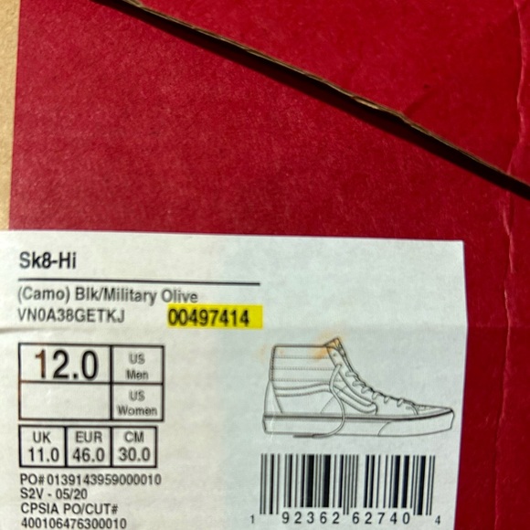 Vans Sk8 high - Camo/black size 12 - Picture 6 of 9